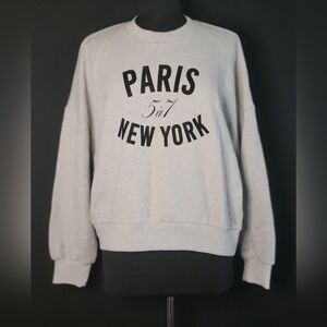 Cinq à Sept Light Gray Paris New York Brandy Pullover Sweatshirt.